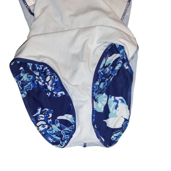 Floral Blue Women's One Piece Swimsuit - Picture 5 of 5